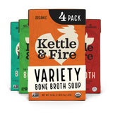 Kettle and Fire Beef and Chicken Beef Bone Broth Variety Pack, Keto, Paleo, and Whole 30 Approved, Gluten Free, High in Protein and Collagen, 4 Pack