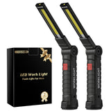 Coquimbo Tool Fathers Day Dad Gifts for Men Him Husband, Rechargeable LED Work Light BBQ Grill with Magnetic Base Hook, 360° Rotate Mechanic Flashlight Mens Easter Birthday Gifts (2 Pack Black)