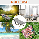 Portable Camping Cot, 600LBS Max Load, Extra Wide with Thick Mattress, Folding Cot for Outdoor Camping/Office, Home Nap (Grey)