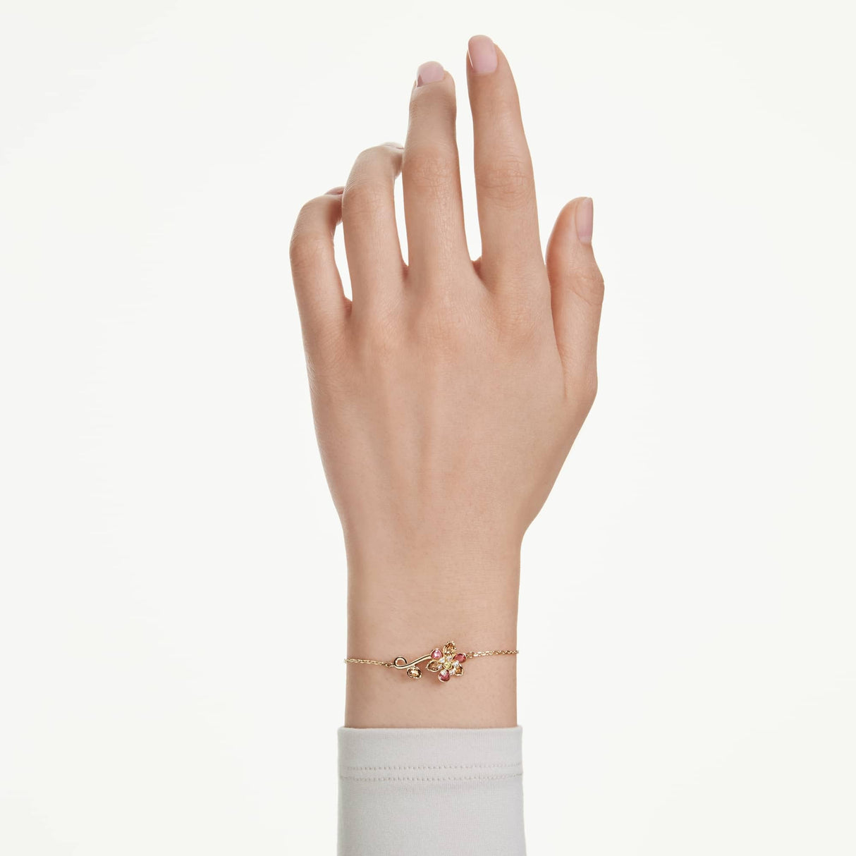 Swarovski Idyllia bracelet, Mixed cuts, Flower, Multicolored, Gold-tone finish