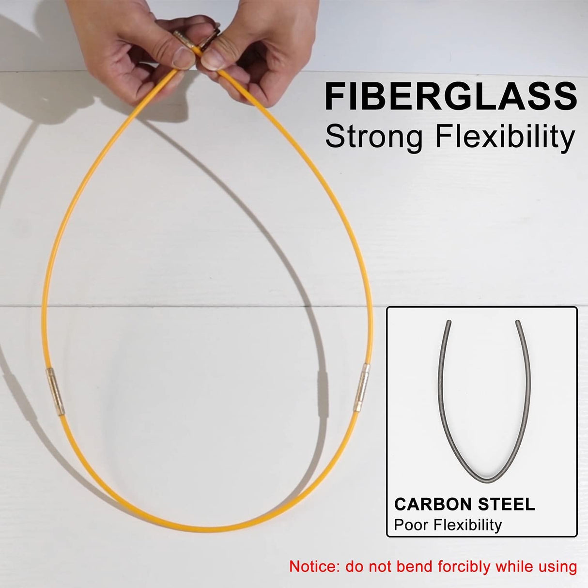 Boeray 33' Fiberglass Running Electrical Wire Cable Pulling Fish Tape kit with 5 different attachments in a Carrying Case