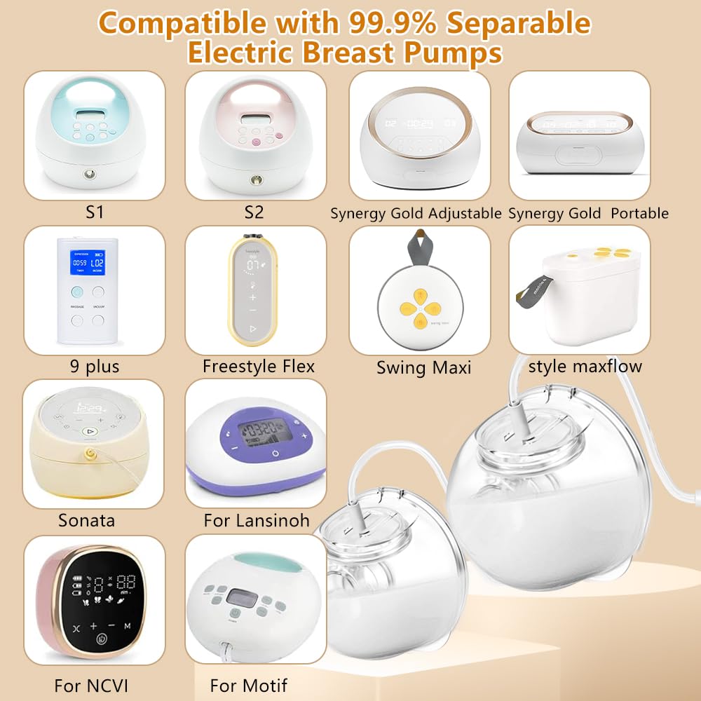 2 Pack CaraCups Wearable Milk Collection for Spectra S1 S2 9 Plus and SG, Wearable Breast Pump Collection Cup Compatible with Spectra/Medela/Lansinoh, 24mm Flange Milk Collector Cup Tubing Parts