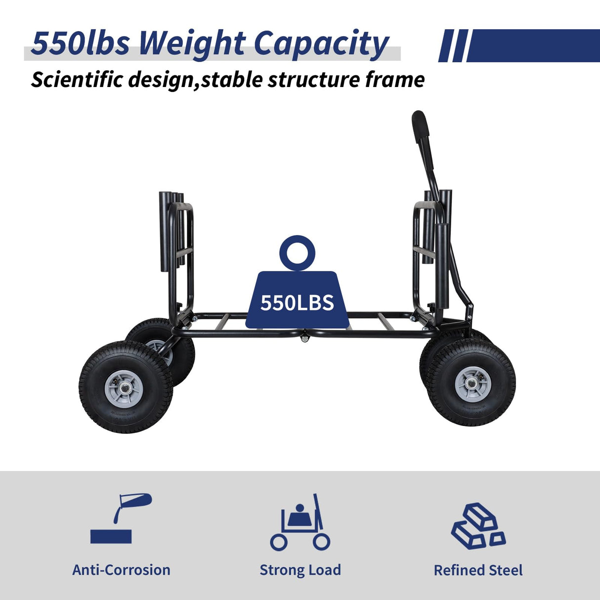 Polar Aurora Fishing Cart Beach Cart Collapsible Wagon w/11'' All-Terrain Wheels for Sand, Heavy Duty Garden Cart with Rod Holders,Umbrella Holder and Storage Pockets, 550lb Large Capacity