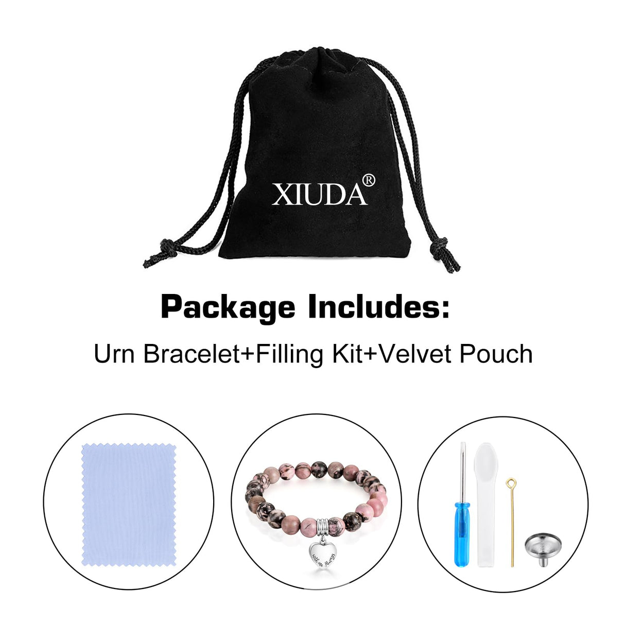 XIUDA Heart Cremation Memorial Urn Bracelet 316L Stainless Steel Keepsake Jewelry Urn Bracelet for Ashes for Women-With Me Always