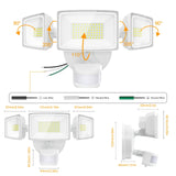Onforu 75W LED Flood Light Motion Sensor Outdoor, 7000lm Dusk to Dawn Flood Light, Security Light with Three Head, IP65 Waterproof Exterior Floodlight, 6500k Wall Light for Entryway Stairs Yard Garage