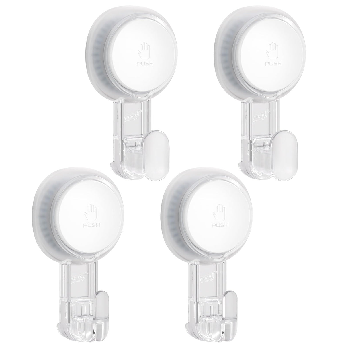 TAILI 4 Pack Powerful Suction Cup Shower Hooks for Towel, Loofah, 360° Rotatable Damage-free Hanging Versatile Wall Hooks for Inside Bathroom, Decoration, Removable Suction Holders, Easy to Use, Clear
