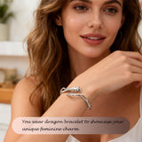 CAIYUNELEX Dragon Bracelet - Cuff Bracelet for Women Symbolize Strength and Wealth Unique Dragon Themed Jewelry Dragon Gifts Adjustable (Silver/Gold)