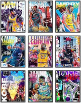 Bigwig Prints Basketball Posters for Boys Bedroom - Basketball Room Decor, Nba Posters, Steph Curry, Kobe Bryant Wall Art, Kevin Durant, Lebron James, Sports Art For Bedroom - Unframed Set of 9 (8x10)