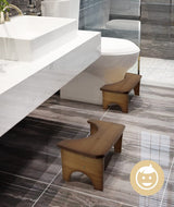 Bamboo Toilet Stool, 6.5" Toilet Stool Squat Adults & Kids, Portable Simple Curve Squat Toilet Potty Stool, Non-Slip Poop Stool for Bathroom, Improve Squatting Posture and Comfort (Brown)