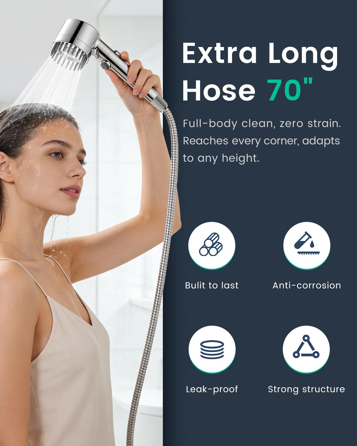 Fitespot Filtered Shower Head with Handheld with 4PCS Filters, High Pressure 4 Spray Modes Shower heads with Filter, IronDrops Water Softener Filter for Hard Water 70" Hose (Chrome)