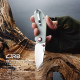 CJRB Maileah Pocket Knife with 2.39’’ AR-RPM9 Powder Steel Blade Folding Knife with G10 Handle Tactical Knife EDC Knife Pocket Knife for Men Ideal for Outdoor Survival Camping Hunting, 1918 Natural Green
