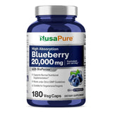 NusaPure Blueberry Concentrate 20,000mg - 180 Veggie Powder caps (Extract 30:1, 100% Vegetarian, Non-GMO)