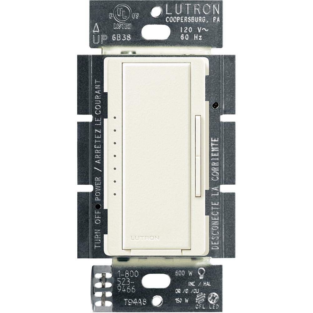 Lutron Maestro LED+ Dimmer Switch for Dimmable LED, Halogen and Incandescent Bulbs, 150W/150W/Single-Pole or Multi-Location, MACL-153M-AL, Almond