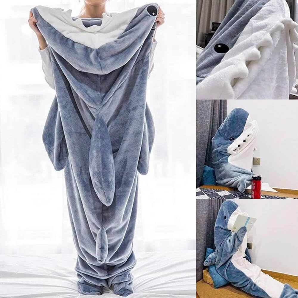 inkArts Shark Blanket Hoodie - Adult Shark Sleeping Bag & Cozy Flannel Hoodie