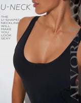 ALVORALAY Women's Flare Jumpsuit with Bra Tummy Control Workout Outfit Sleeveless Backless Bodysuit (Black, Medium)