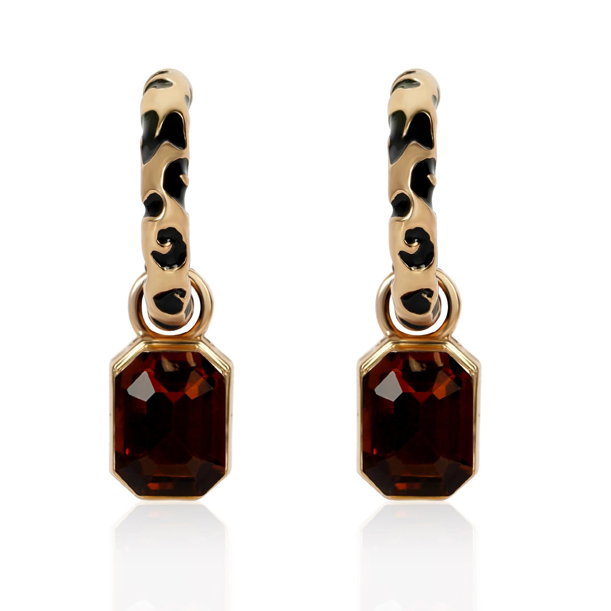 Leopard Hoop Earrings for Women Cheetah Leopard Print Open Hoop Earrings with Dangle Brown Faceted Glass Gemstone Charm Drop Animal Spots Earrings Party Jewelry Gifts for Women