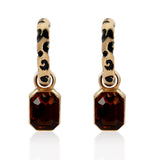 Leopard Hoop Earrings for Women Cheetah Leopard Print Open Hoop Earrings with Dangle Brown Faceted Glass Gemstone Charm Drop Animal Spots Earrings Party Jewelry Gifts for Women