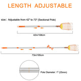 ALongwujin Fruit Picker Pole Tool with Basket Long Handle, 27-75 Inch Adjustable Fruits Picking Pole Tool for Apple Lemon Orange Mango Avocado Fruit Tree Picking