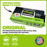 Crocodile Cloth Original Cleaning Wipes, Heavy-Duty Multi-Surface Hand & Tool Wipes, Water-Based, Safe on Skin, 100 Count, 15 x 10 Inch