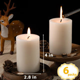 White Pillar Candles, Unscented Pillar Candles Bulk - 50 Hour Long Burn Time - Dripless and Smokeless White Wax Candles Dinner Table, for Wedding,Christmas and Home Decor [6 Pack, 2.8x4 inch]