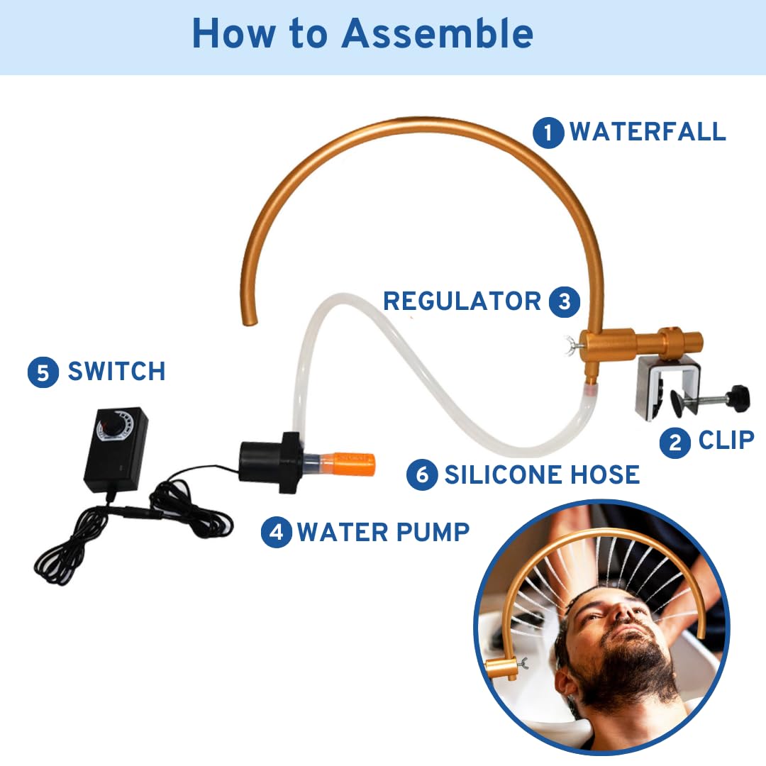 Head Spa Waterfall for Shampoo Bowl,Portable Salon & Spa Equipment,Water Circulation Tools for Hair Salon Equipment,at Home Head Spa