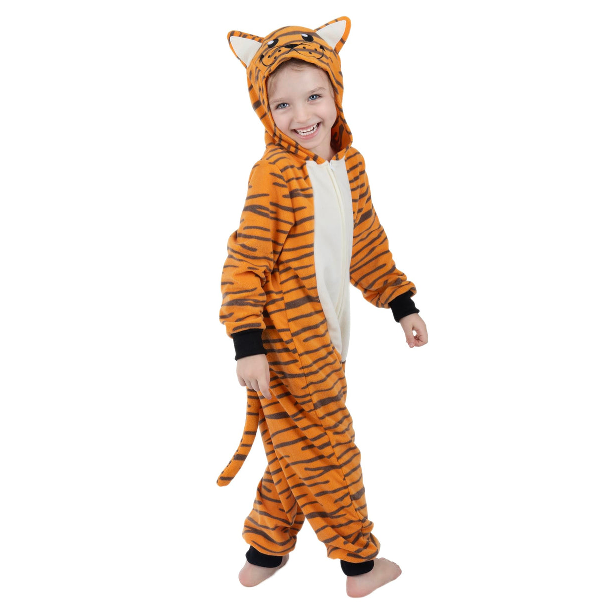 Rabtero Unisex Children Animal Onesie, Kids Girls Boys Tiger Costume, Halloween Costume Kids Tiger Onesie, Halloween Christmas Carnival Party Cosplay Costume for Kids 4-6
