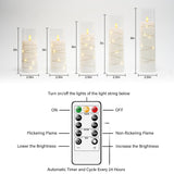 kakoya Flameless LED Candles with Timer 5 Pc Flickering Flameless Candles for Romantic Ambiance and Home Decoration Stable Acrylic Shell,with Embedded Star String，Battery Operated Candles（White）