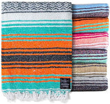 Benevolence LA Authentic Handwoven Mexican Blanket | Yoga Blankets, Outdoor, Picnic, Beach, Camping | Equestrian Saddle | Serape 50x70 inches - Mandarin, Pack of 1