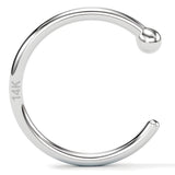 Body Candy Tiny Nose Hoop 20 Gauge 1/4 Small Diamenter Solid 14k White Gold 6mm Nose Hoop