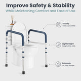 PELEGON Toilet Safety Rails (350 lb) - Adjustable Toilet Safety Frame & Rails, Toilet Safety Rail for Elderly Adults, Toilet Handles for Seniors, Toilet Bars for Elderly, Disabled & Handicap - Grey