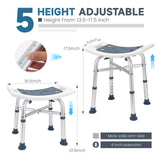 Heavy Duty Shower Chair for Inside Shower, Height Adjustable Shower Seat, Tool-Free Assembly Tub Chair, Handicap Shower Bench, Bath Stool for Senior, Elderly & Adults