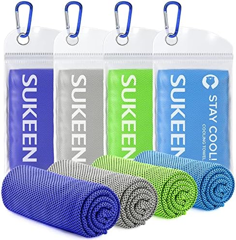 Sukeen [4 Pack] Cooling Towel (40"x12"),Ice Towel,Soft Breathable Chilly Towel,Microfiber Towel for Yoga,Sport,Running,Gym,Workout,Camping,Fitness,Workout & More Activities