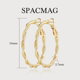 SPACMAG Gold Hoop Earrings for Women 14K Gold Earrings for Women 34mm