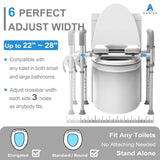 Agrish Raised Toilet Seat with Handles - FSA/HSA Eligible Cozy Padded Elevated Medical Toilet Seat Risers for Seniors, 350lb Adjustable Handicap Toilet Riser - Gray