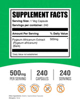BulkSupplements.com Pygeum Africanum Extract Capsules - Herbal Supplement, from Pygeum Bark - Vegan & Gluten Free, 1 Capsule per Serving, 240 Veg Capsules (Pack of 1)