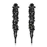 EVER FAITH Austrian Crystal Art Deco Chandelier Long Dangle Earrings Black