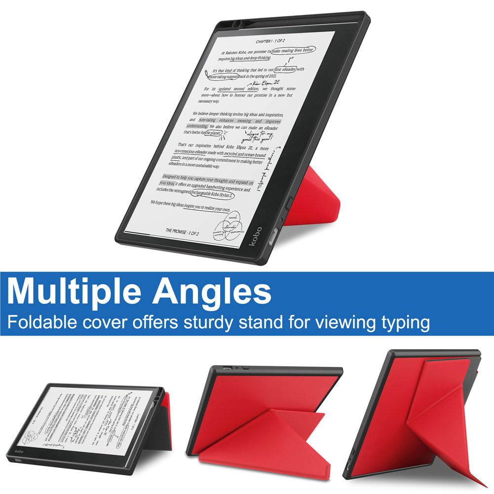 Kepuch Custer Case for Kobo Elipsa 2E 10.3",Ultra-Thin PU-Leather Hard Shell Cover for Kobo Elipsa 2E 10.3" - Red