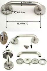 6 Inch Stainless Steel Safety Grab Bar Handles Concealed Screw Bathrooms Shower Decorative Pull Door Handles with Roses