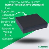 Essential Medical Supply Rehab 1 Foam Cushion - Extra Thick Seat Cushion for Office Chair, Wheelchair, and Car - Provides Additional Support and Pain Relief for Seniors - 18" x 16" x 4"