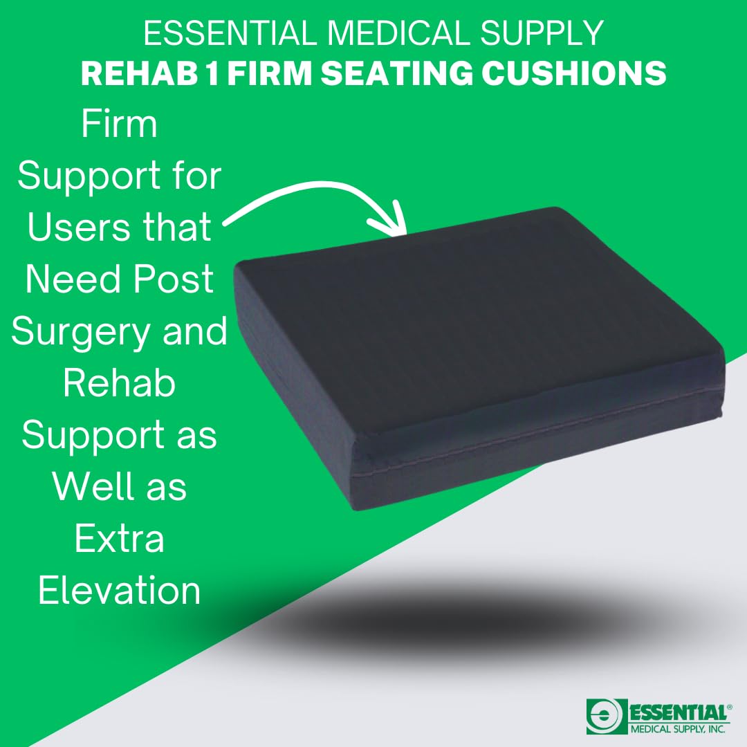 Essential Medical Supply Rehab 1 Foam Cushion - Extra Thick Seat Cushion for Office Chair, Wheelchair, and Car - Provides Additional Support and Pain Relief for Seniors - 18" x 16" x 3"