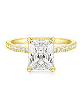 TIGRADE 4CT Engagement Ring for Women Radiant Cut Cubic Zirconia Wedding Band CZ Promise Anniversary Ring Size 3-13, Gold, Size 7