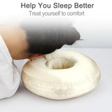 Washable Silky Satin Ear Piercing Pillow with Removable Pillowcase Smooth Cooling Donut Pillows Hole for Ear Pain Relief CNH Sleeping Pressure Sore Side Sleepers Ear Guard Protector, Champagne