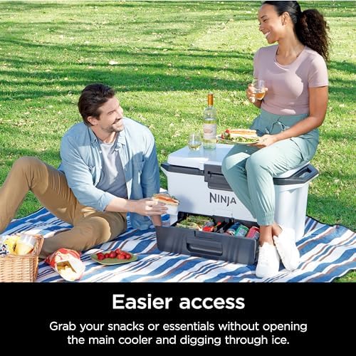 Ninja FB151WH FrostVault 50qt Hard Cooler with Dry Zone, Integrated Fridge-Temp Dry Storage Drawer, Premium Heavy-Duty Insulated Cooler, Keeps Ice for Days, Cloud White