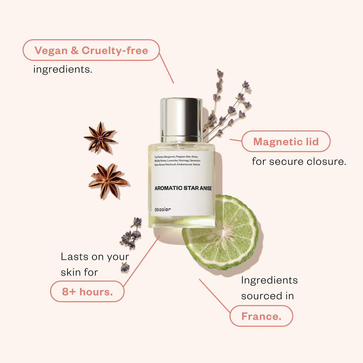 Dossier - Aromatic Star Anise - Eau de Parfum - Inspired by D.Sauvage - Perfume Luxury - Pure Infused - For Men - Fragrance 3.4 Fl 0z (Spray 100ml)