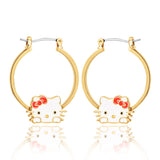Hello Kitty Hoop Earrings for Women Official License, Gold Tone