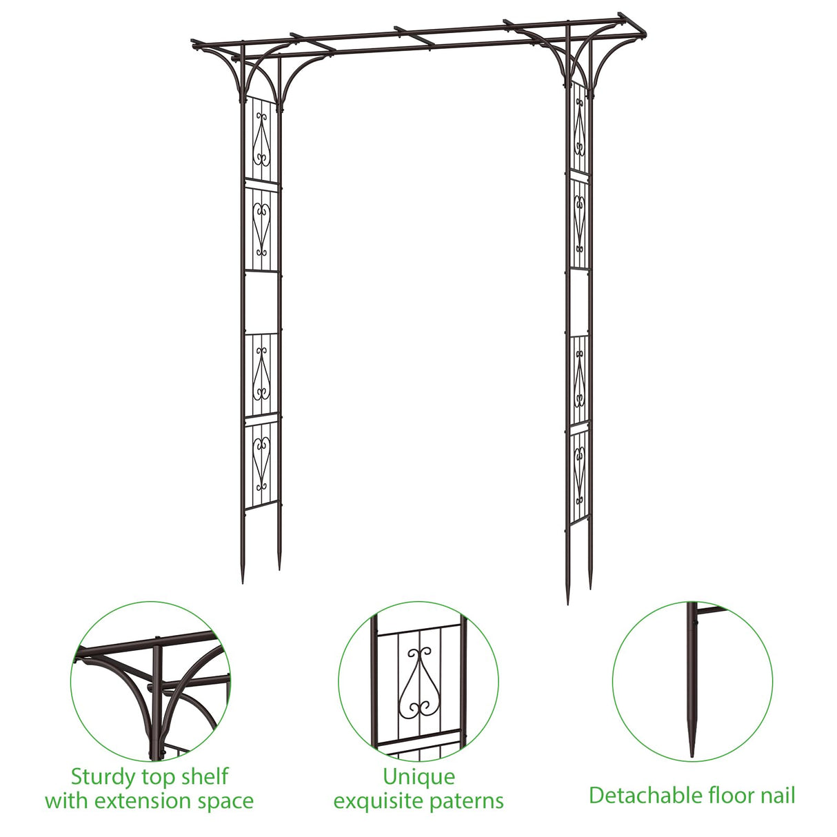 87in Garden Arbor Metal Arch Trellis for Climbing Plants Outdoor Wedding