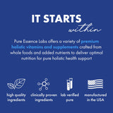 PURE ESSENCE LABS One N Only Multivitamin for Men, Natural One a Day Herbal Supplement with Vitamin D3, B12, and Biotin with Whole Foods, 90 Tablets