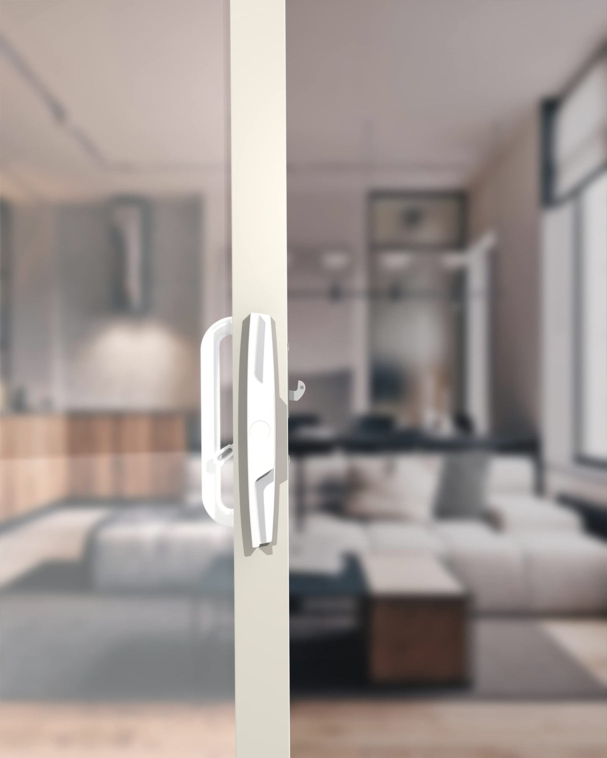 House Guard Sliding Patio Door Handle Set, Mortise Lock, 3-15/16", White