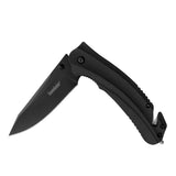 Kershaw Barricade Pocket Knife, Black Design, 3.5 Inch Stainless Steel Drop Point Blade, Multifunction Rescue EDC with Assisted Opening, Everyday Carry Pocket Knife for Men and Women