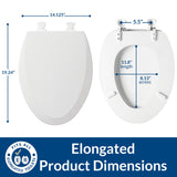 Bemis 1500EC Durable Wooden Toilet Seat, Easy Clean Hinges, Made in USA, Elongated, White